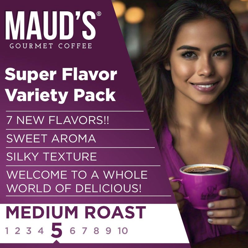 Maud's Super Flavored Coffee Pods Variety Pack, 80 ct, 16 Assorted Flavors, Medium Roast Flavored Coffee in Recyclable Single Serve Pods - 100% Arabica Beans, Compatible with Keurig K Cups Maker - Image 3